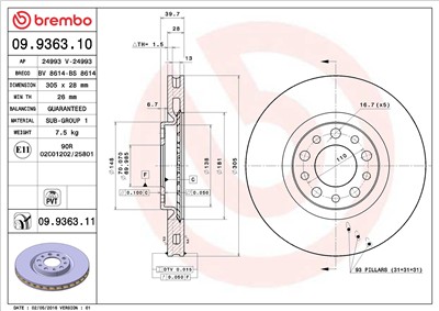 BREMBO 09.9363.11 EAN: 8020584026540.
