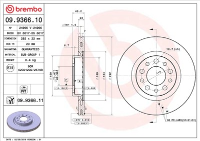 BREMBO 09.9366.11 EAN: 8020584025260.
