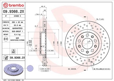 BREMBO 09.9366.2X EAN: 8020584326084.