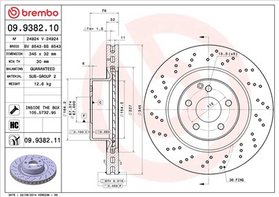 BREMBO 09.9382.11 EAN: 8020584038390.