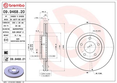 BREMBO 09.9468.20 EAN: 8020584946824.