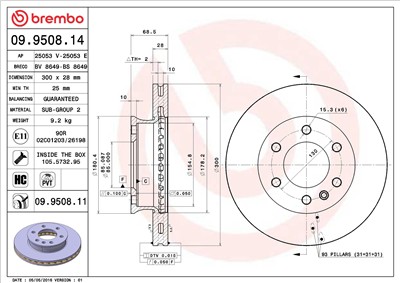 BREMBO 09.9508.11 EAN: 8020584210147.