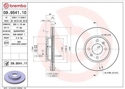 BREMBO 09.9541.10 EAN: 8020584954119.