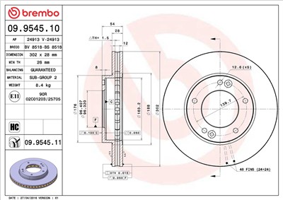 BREMBO 09.9545.11 EAN: 8020584034705.