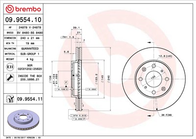 BREMBO 09.9554.10 EAN: 8020584955413.