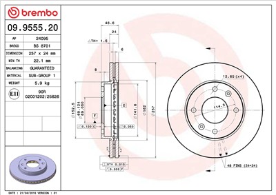 BREMBO 09.9555.20 EAN: 8020584955529.