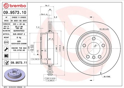 BREMBO 09.9573.11 EAN: 8020584025116.