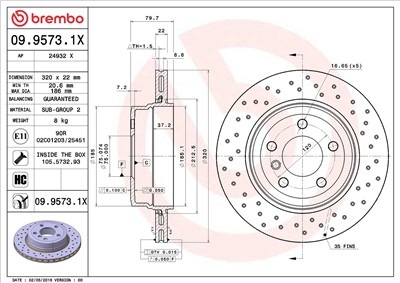 BREMBO 09.9573.1X EAN: 8020584218495.