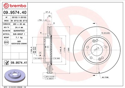 BREMBO 09.9574.41 EAN: 8020584222140.
