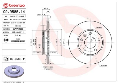 BREMBO 09.9585.11 EAN: 8020584034712.