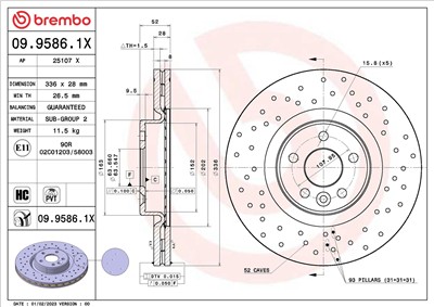 BREMBO 09.9586.1X EAN: 8020584322840.