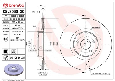 BREMBO 09.9586.21 EAN: 8020584028568.