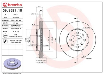 BREMBO 09.9591.10 EAN: 8020584959114.