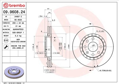 BREMBO 09.9608.24 EAN: 8020584960820.