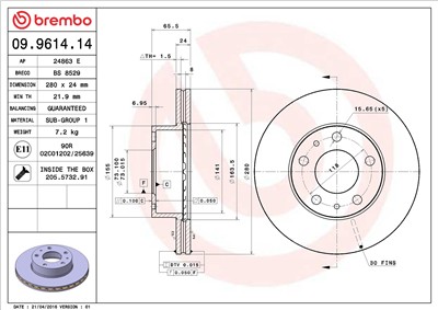 BREMBO 09.9614.14 EAN: 8020584961414.