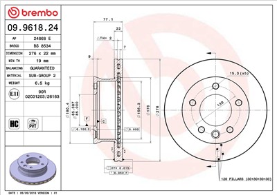 BREMBO 09.9618.24 EAN: 8020584961827.