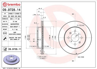 BREMBO 09.9728.11 EAN: 8020584211748.