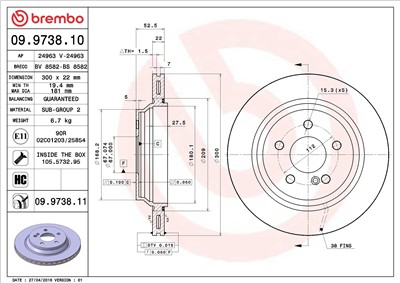 BREMBO 09.9738.11 EAN: 8020584025550.