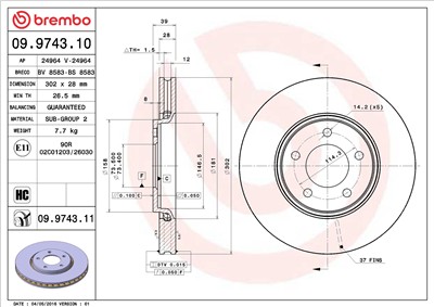 BREMBO 09.9743.11 EAN: 8020584034170.