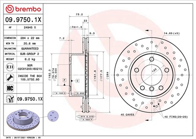 BREMBO 09.9750.1X EAN: 8020584319345.