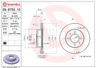 BREMBO 09.9753.10 EAN: 8020584975312.