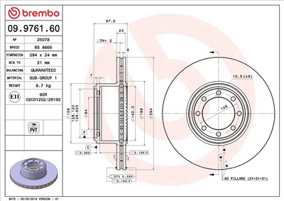 BREMBO 09.9761.60 EAN: 8020584976166.