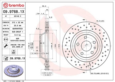 BREMBO 09.9768.1X EAN: 8020584032749.