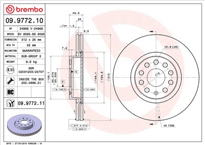 BREMBO 09.9772.11 EAN: 8020584018286.