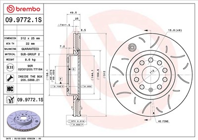 BREMBO 09.9772.1S EAN: 8020584343067.