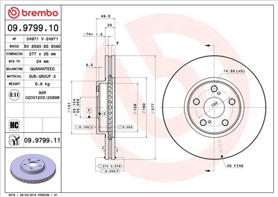 BREMBO 09.9799.11 EAN: 8020584030851.