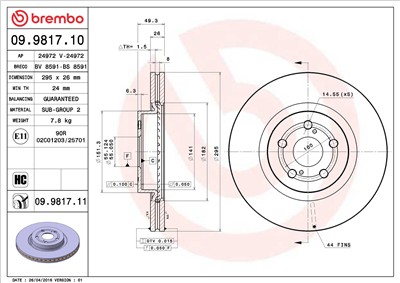 BREMBO 09.9817.10 EAN: 8020584981719.