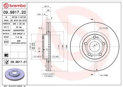 BREMBO 09.9817.20 EAN: 8020584981726.