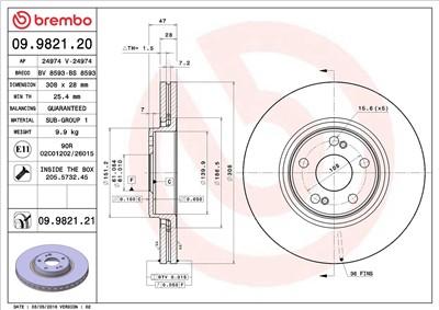 BREMBO 09.9821.21 EAN: 8020584037379.