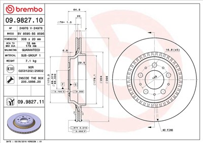 BREMBO 09.9827.11 EAN: 8020584025581.