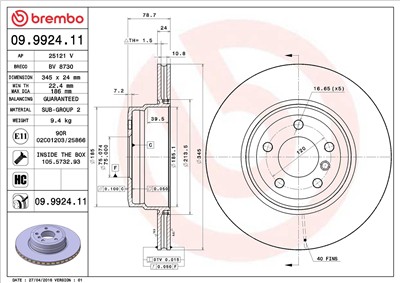 BREMBO 09.9924.11 EAN: 8020584992418.