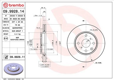 BREMBO 09.9928.14 EAN: 8020584992814.