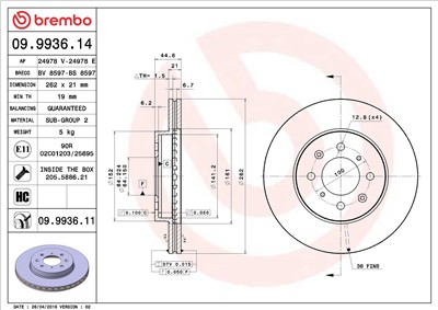 BREMBO 09.9936.11 EAN: 8020584222171.
