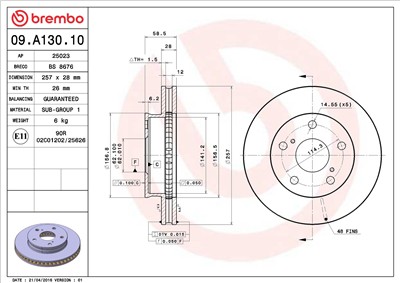 BREMBO 09.A130.10 EAN: 8020584018842.