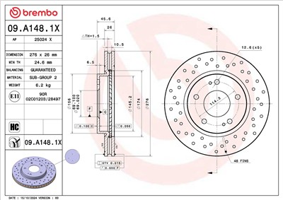BREMBO 09.A148.1X EAN: 8020584341605.