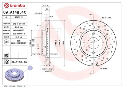 BREMBO 09.A148.4X EAN: 8020584341612.