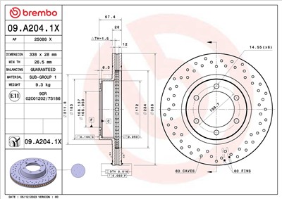 BREMBO 09.A204.1X EAN: 8020584326374.