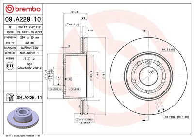 BREMBO 09.A229.11 EAN: 8020584025604.