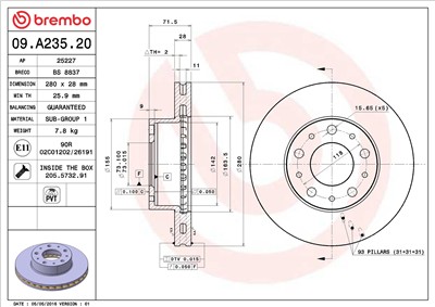 BREMBO 09.A235.20 EAN: 8020584028131.