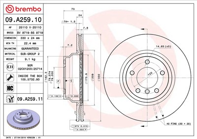 BREMBO 09.A259.11 EAN: 8020584025611.