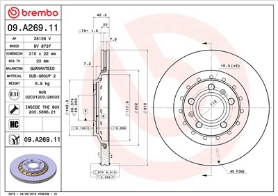 BREMBO 09.A269.11 EAN: 8020584018064.