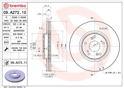 BREMBO 09.A272.11 EAN: 8020584030721.