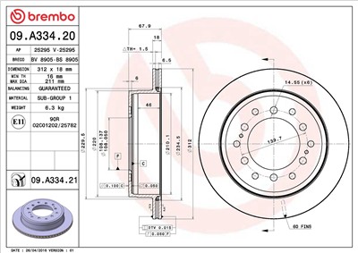 BREMBO 09.A334.21 EAN: 8020584213773.