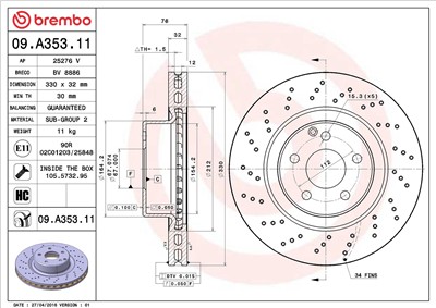 BREMBO 09.A353.11 EAN: 8020584037690.