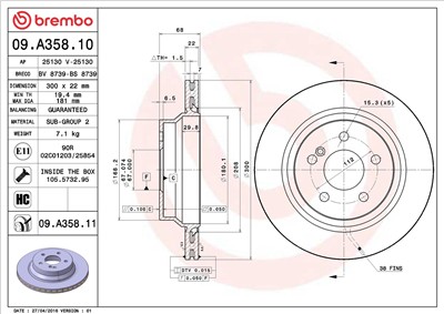 BREMBO 09.A358.11 EAN: 8020584034743.