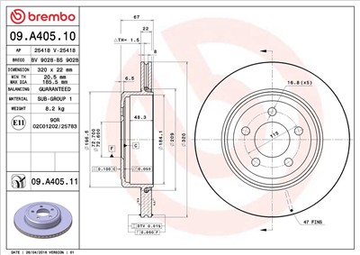 BREMBO 09.A405.11 EAN: 8020584210642.